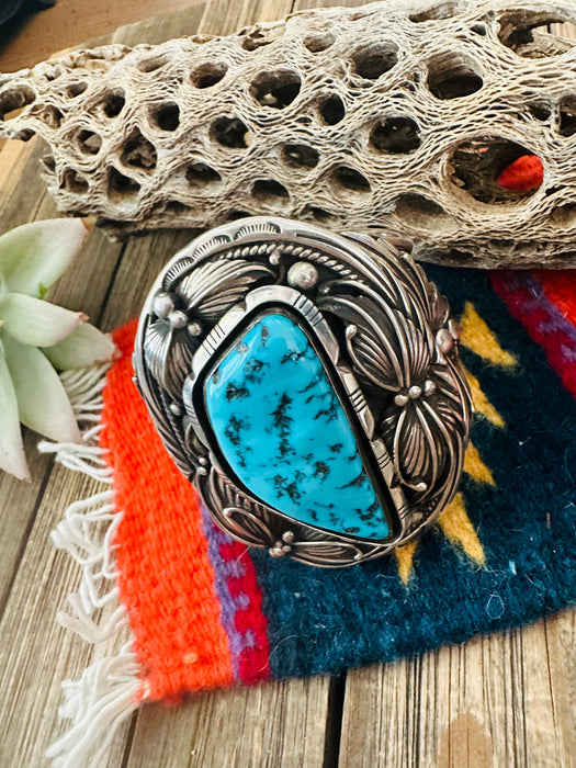 Navajo Old Pawn Kingman Turquoise & Sterling Silver Cuff Bracelet