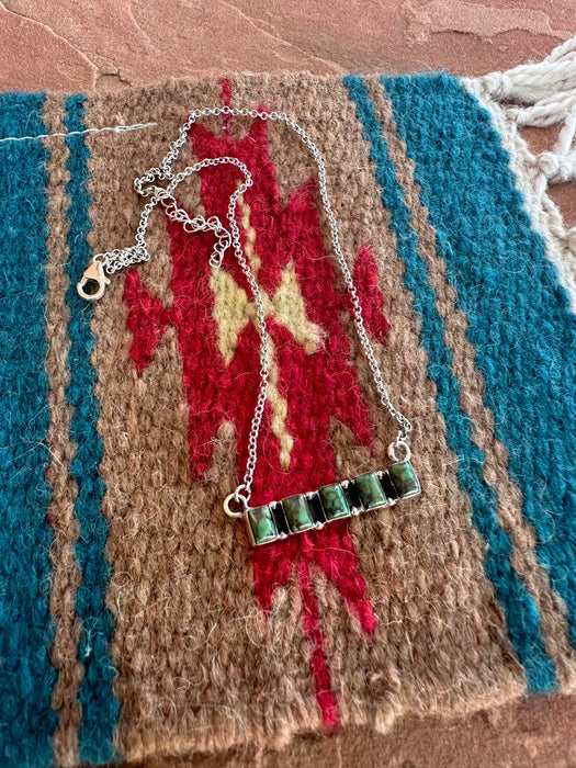 Handmade Sterling Silver & Sonoran Turquoise Bar Necklace