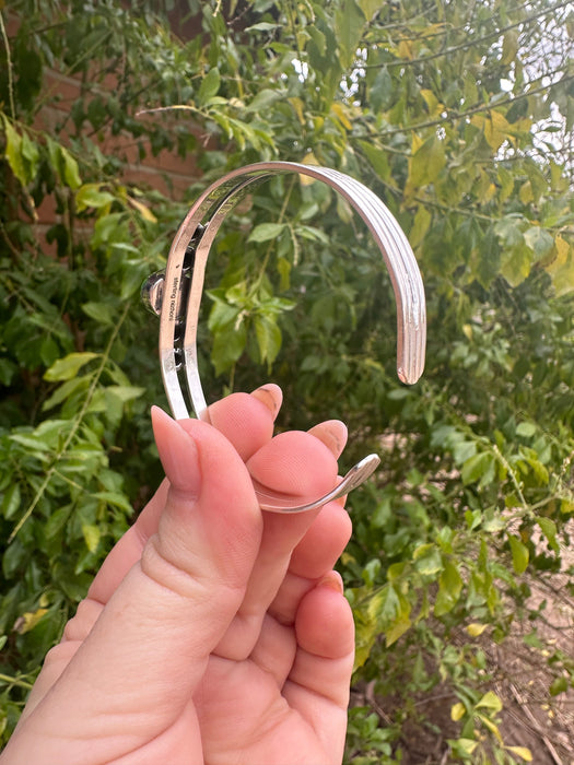 Handmade Sonoran Gold Turquoise & Sterling Silver Single Stone Cuff Bracelet MORE GREENS