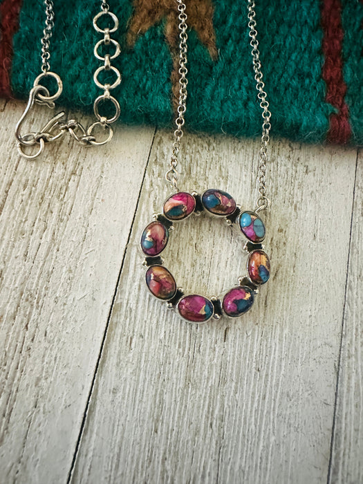 Handmade Sterling Silver & Pink Dream Mojave Circle Necklace
