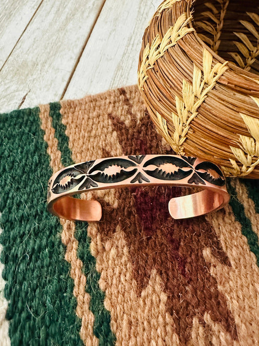 Navajo Hand Stamped Copper Cuff Bracelet