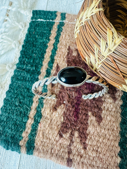 Navajo Sterling Silver & Onyx Cuff Bracelet