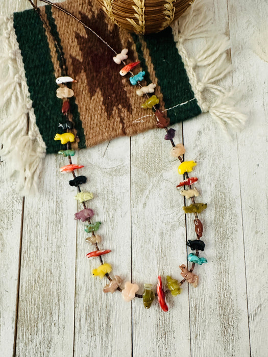 Zuni Multi Stone & Heishi Beaded Fetish Necklace