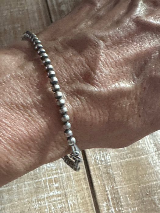 Navajo Sterling Silver 3mm Beaded Bracelet 7.5 inch