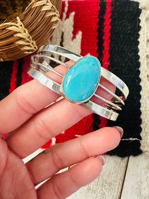 Navajo Kingman Turquoise & Sterling Silver Cuff Bracelet