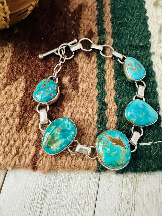 Navajo Turquoise & Sterling Silver Link Bracelet