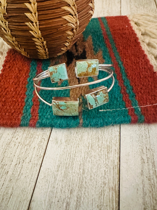 Navajo Sterling Silver & Number 8 Turquoise Cuff Bracelet