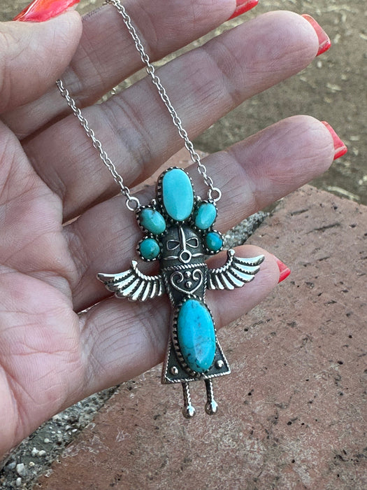 Gorgeous Handmade Sterling Silver Kingman Turquoise  Nizhoni Maiden Necklace