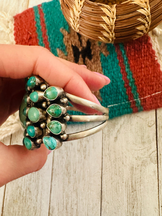 Navajo Sterling Silver & Carico Lake Turquoise Cuff Bracelet By B Johnson