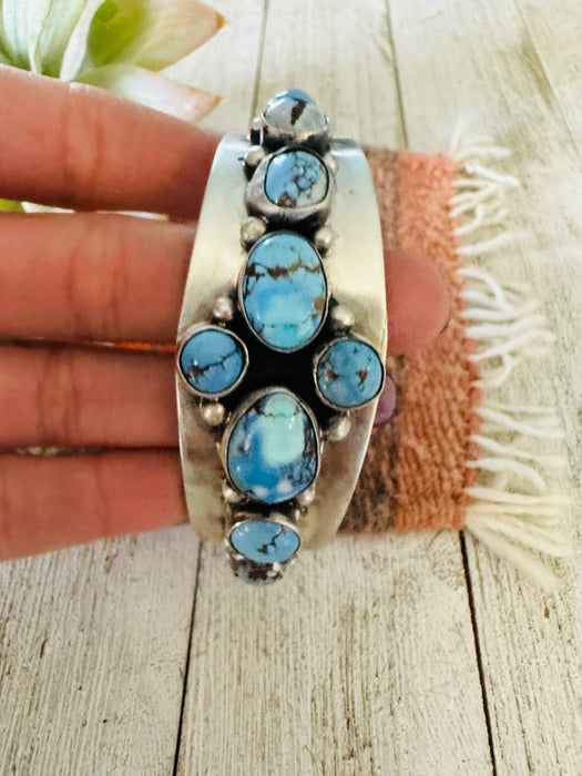 Navajo Golden Hills Turquoise & Sterling Silver Cuff Bracelet