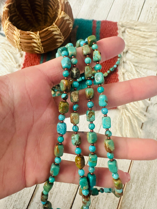 Navajo Turquoise & Copper 60” Beaded Necklace