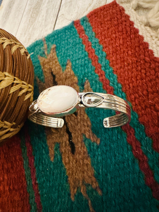 Navajo White Buffalo & Sterling Silver Cuff Bracelet