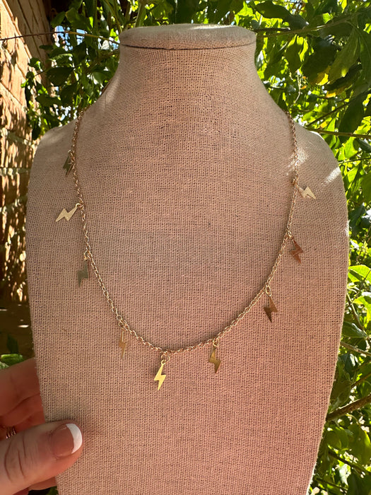 “The Golden Collection” Lightning Bolt Handmade 14k Gold Plated Necklace