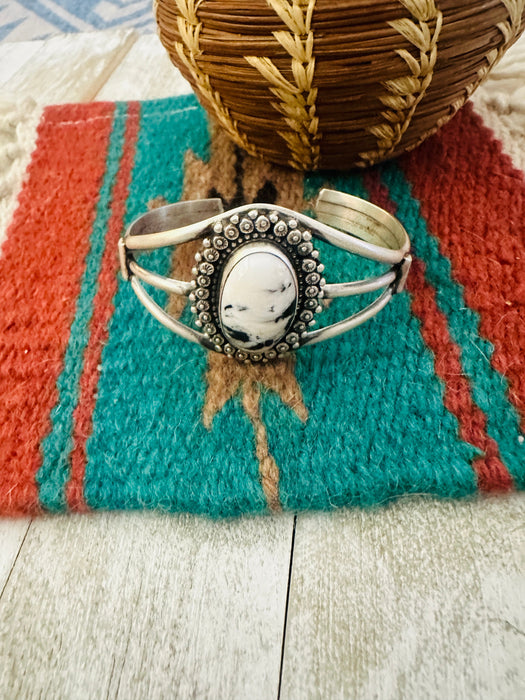 Navajo White Buffalo & Sterling Silver Cuff Bracelet