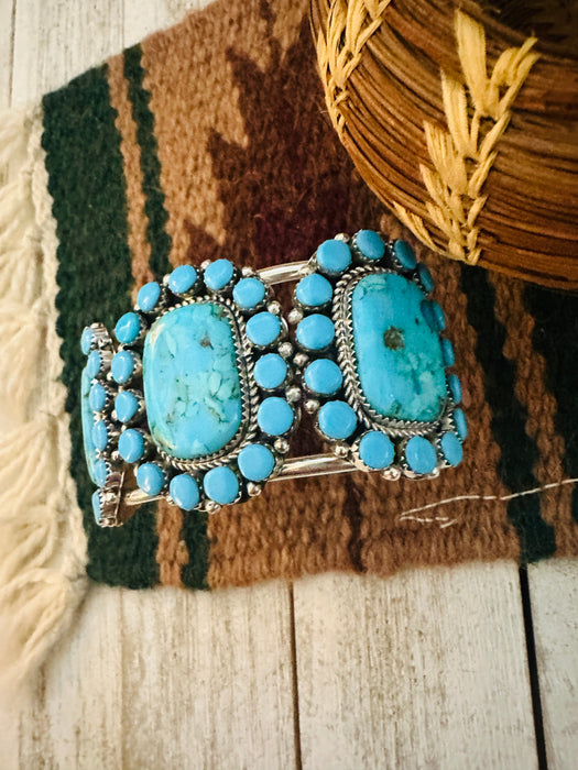 Navajo Kingman Turquoise & Sterling Silver Cuff Bracelet