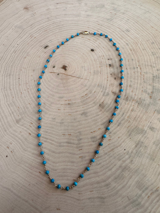 “The Golden Collection” Az Sunrise Handmade Turquoise Beaded 18k Gold Plated Necklace BLUE TONES