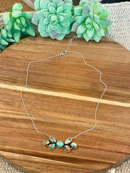 Handmade Sterling Silver,  Turquoise & Spice Bar Necklace