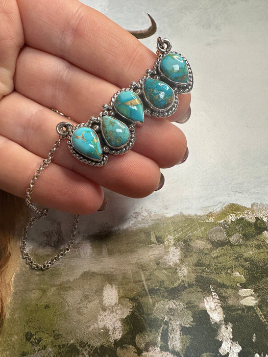 Beautiful Handmade Sterling Silver & Sonoran Mountain Turquoise Bar Necklace