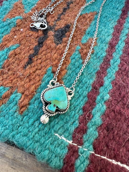 Beautiful Handmade Sterling Silver & Turquoise Spade Necklace