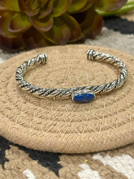 Navajo Lapis & Sterling Silver Cuff Bracelet