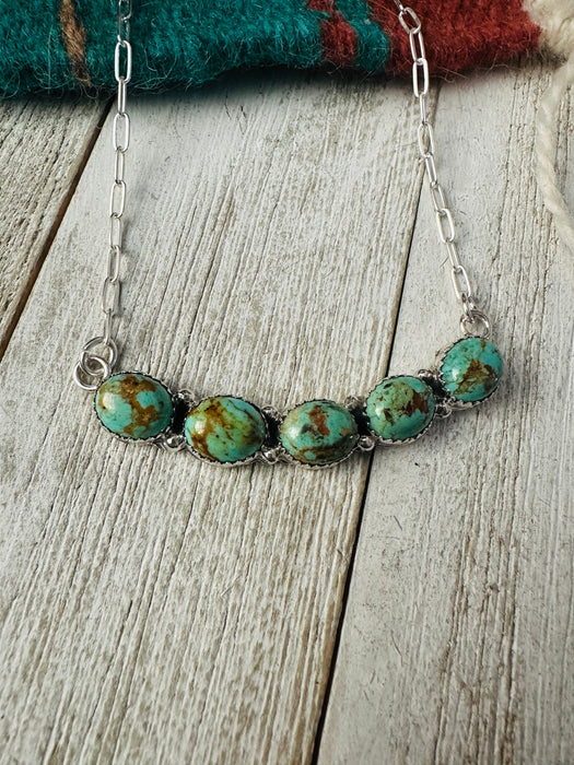 Navajo Turquoise & Sterling Silver Five Stone Necklace