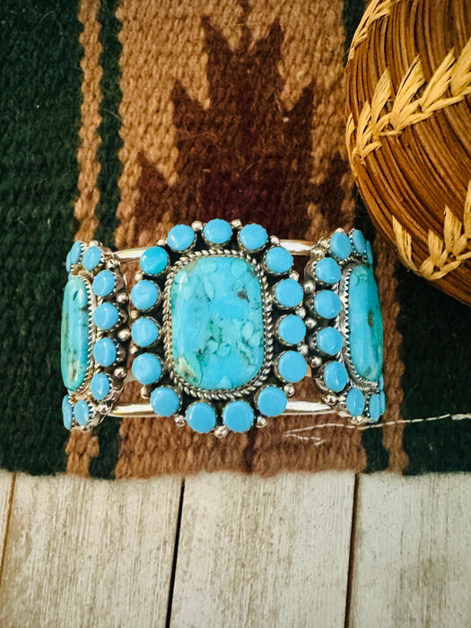 Navajo Kingman Turquoise & Sterling Silver Cuff Bracelet