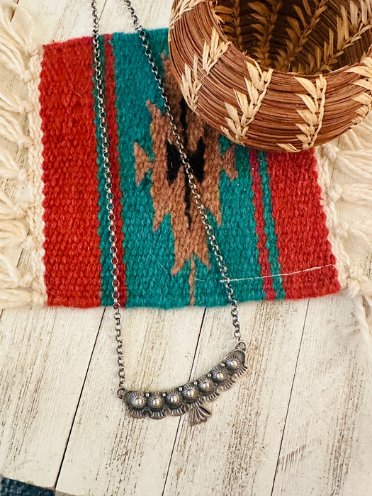 Navajo Sterling Silver Studded Necklace by Emer Thompson