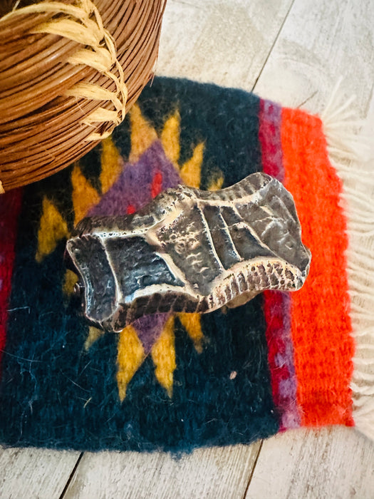 Navajo Sand Cast Sterling Silver Cuff Bracelet