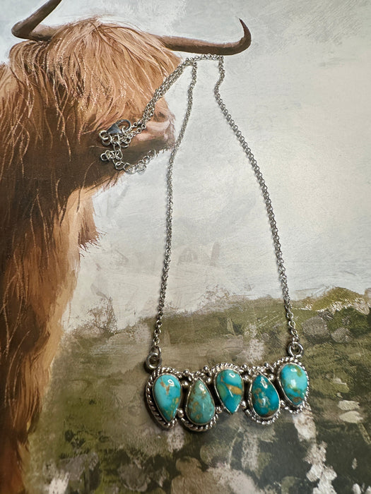 Beautiful Handmade Sterling Silver & Sonoran Mountain Turquoise Bar Necklace