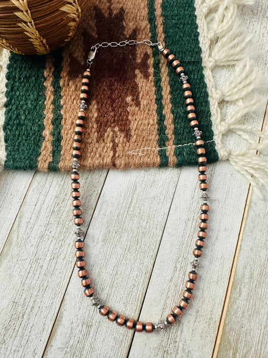 Navajo Copper & Sterling Silver 18” Beaded Necklace