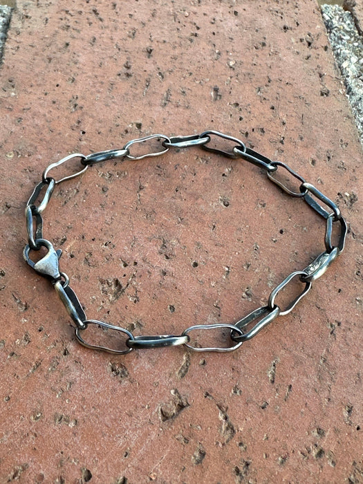 Navajo Made Sterling Silver Paper Clip Chain Bracelet