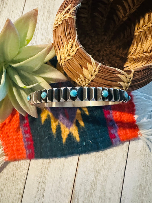 Navajo Sterling Silver & Turquoise Bangle Bracelet