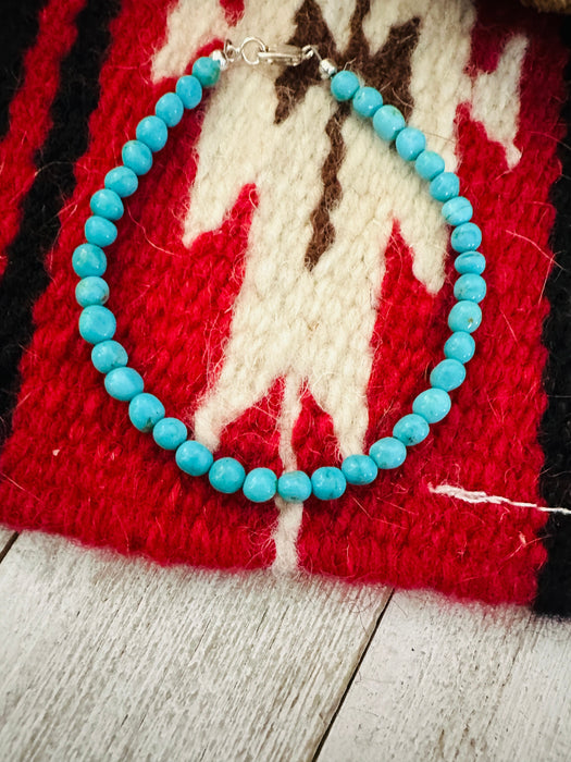 Navajo Turquoise & Sterling Silver Beaded Bracelet 8 inch