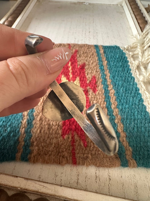 Navajo Single Stone Turquoise And Sterling Silver Cuff Bracelet