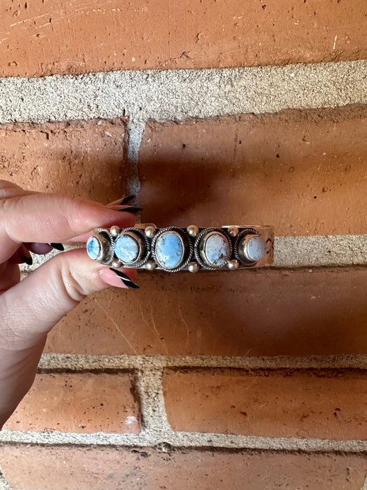 Navajo Golden Hills Turquoise & Sterling Silver Cuff Bracelet