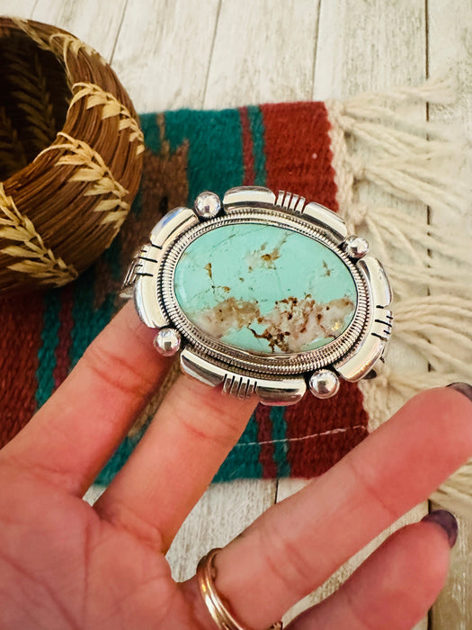 Navajo Turquoise & Sterling Silver Cuff Bracelet by Wydell Billie