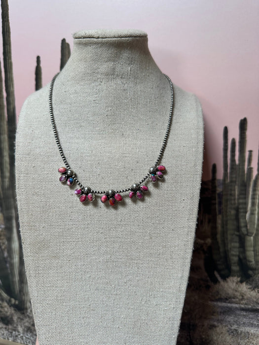 “The Mini Sunny” Beautiful Handmade Sterling Silver & Pink Dream Mojave Necklace