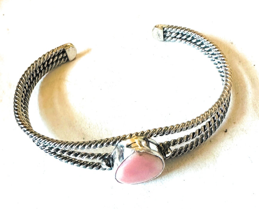 Navajo Queen Pink Conch Shell & Sterling Silver Cuff Bracelet