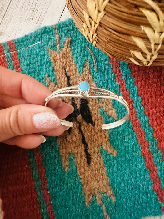 Navajo Sterling Silver & Turquoise Baby Cuff Bracelet