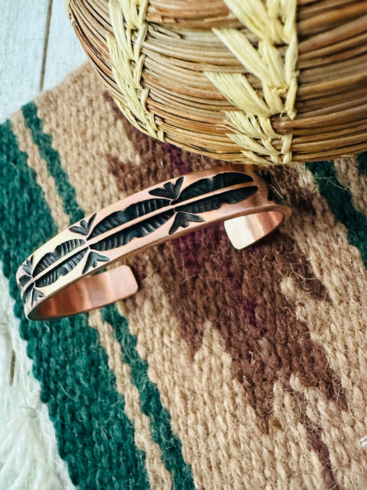 Navajo Hand Stamped Copper Cuff Bracelet