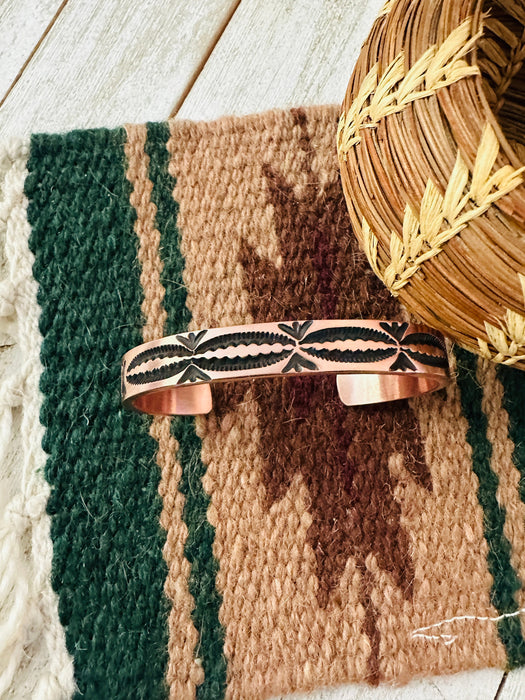 Navajo Hand Stamped Copper Cuff Bracelet