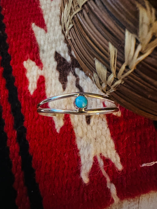 Navajo Sterling Silver & Turquoise Baby Cuff Bracelet