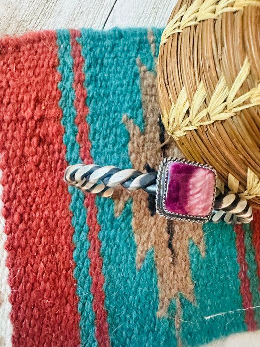 Navajo Twisted Sterling Silver & Purple Spiny Cuff Bracelet