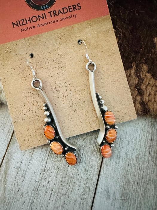 Navajo Sterling Silver & Orange Spiny Oyster Necklace Set