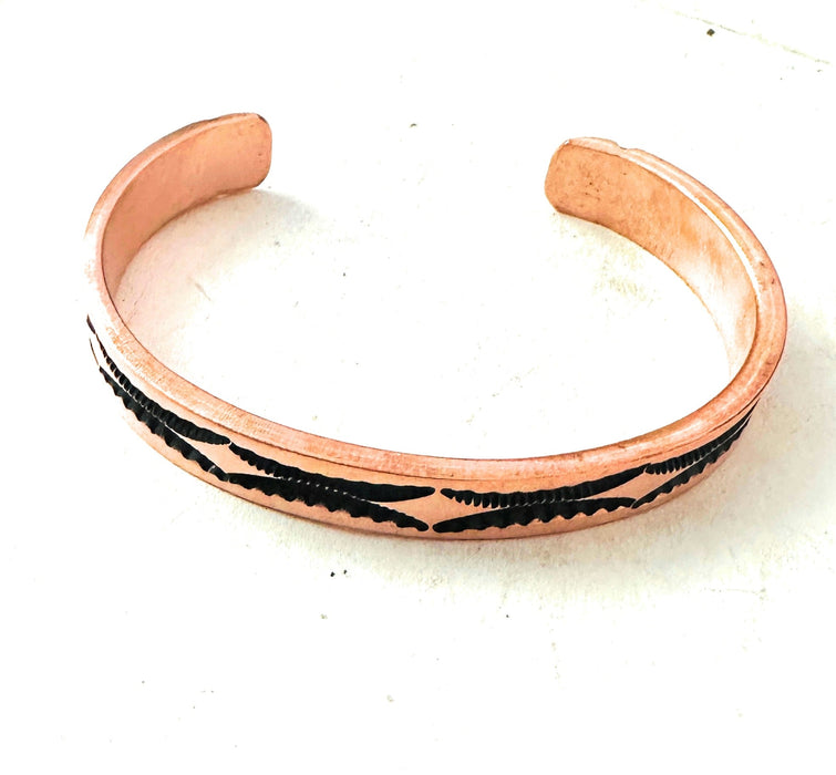 Navajo Hand Stamped Copper Cuff Bracelet