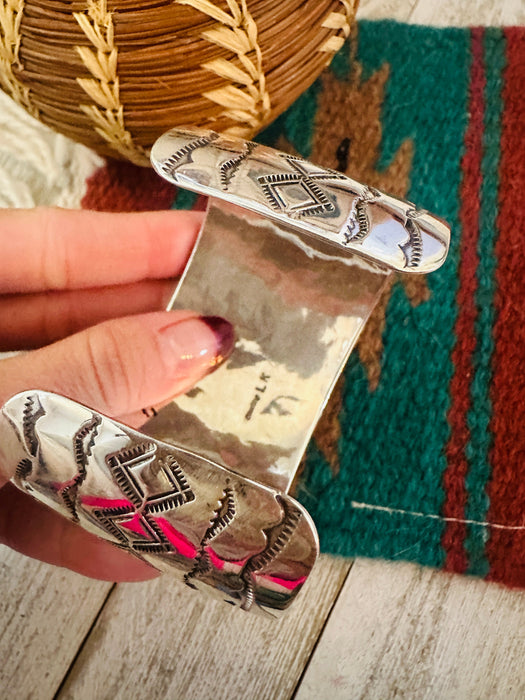 Navajo Multi Stone & Sterling Silver Cluster Cuff Bracelet