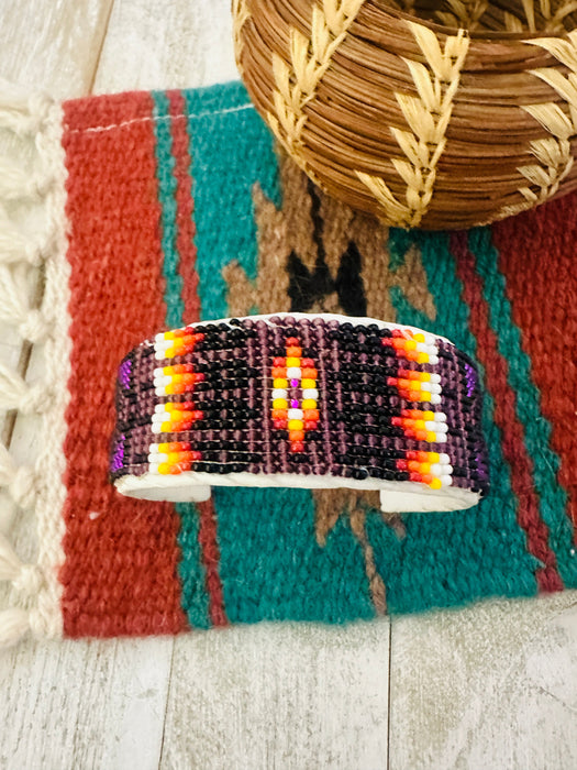 Navajo Made Beaded Leather Bracelet