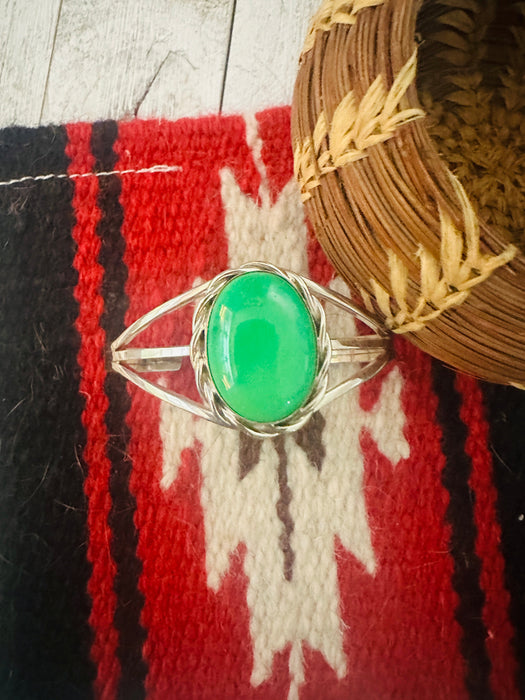 Navajo Green Kingman Turquoise & Sterling Silver Cuff Bracelet