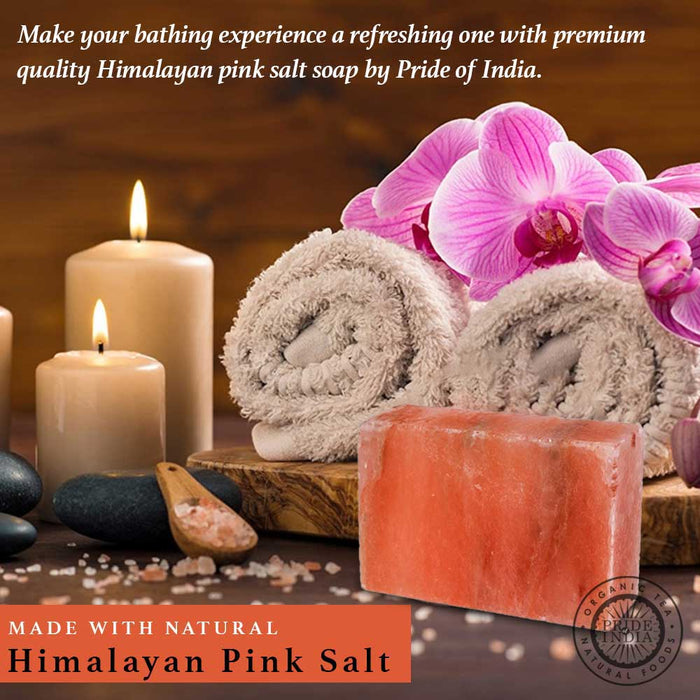 Himalayan Pink Salt Soap by Pride of India – Mineral Rich – Massage Bar/ Spa Ritual at Home – Chemical-free/Natural Occurring Salt Crystals Soap – Good for Skin/Hydrating-1