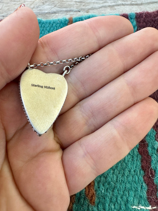 Beautiful Handmade Sterling Silver & Golden Hills Turquoise Heart Necklace